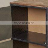 Industrial Metal Frame Wood Top Bookcase With Fluted Doors thumbnail-5