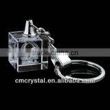 Stylish Crystal Cube Engraved Keychain thumbnail-1