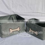 fashion canvas storage basket with lining and bone embroidery