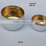 White colour metal votive with golden colour inside in two sizes