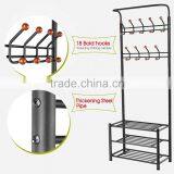 Metal 18 Hanger Hooks Clothes Coat Stand Shoes Hats Bags Stand Rack (black) thumbnail-2