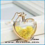 Transparent Heart Necklaces Pendant Gold Chain Necklace Dried Flower 2017 Heart Locket Necklaces For Women thumbnail-2