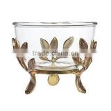metal leaf decorative glass bowl
