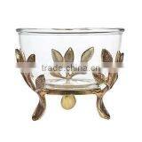 Metal Leaf Decorative Glass Bowl thumbnail-1