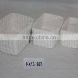 White Paper String Woven Rectangle Sundries Storage Basket HX13-607 thumbnail-1