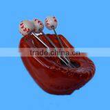 Unique Shape Stainless Steel Fruit Fork Ceramic Handle