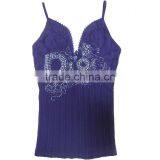 Seamless Spaghetti Strap Front Rhinestone Zipper Tank Top thumbnail-1