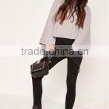 MGOO Custom Made 2017 Fashion Tops Sheer Neck Long Sleeves T-shirt Cotton Spandex Flare Sleeves Manufacturer thumbnail-3