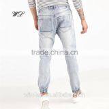 Men Denim Fabric Elastic Hem Harem Pants Customised Man Jean thumbnail-2