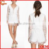 China wholesale clothing sexy mesh long sleeve lace playsuit for woman