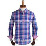 Dark Blue/pink Checked Button Downs Causal Men Shirt thumbnail-1