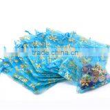 Organza Jewelry Bags Drawstring Rectangle Skyblue Christmas Snowflake Pattern 12cm X9cm thumbnail-3