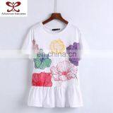 Wholesale Summer Embroidery T shirts ,blank fitted shirt ,100% Cotton girl shirt