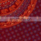 Indian Tapestry Bedsheet Mandala Flower Elephant Throw Single Beach Maroon With Blue Color Wall Cotton Tapestries thumbnail-3