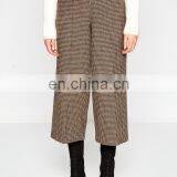 Ladies Cropped Trousers Checked Wide Leg Design Pants thumbnail-3