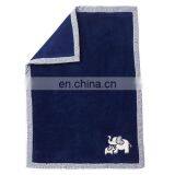 Navy Blue Double Ply Coral Fleece Fabric Selimut Jumbo Elephant Applique Bayi Blanket thumbnail-2