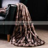 100%Polyester Luxury Ultra-Plush Printed Repreve Faux Fur Mink Throw Blanket for Winter thumbnail-4