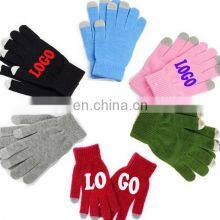 HY Solid Colors Wholesale Winter Warm Classical Knitted Cycling Screen Touch Gloves thumbnail-4