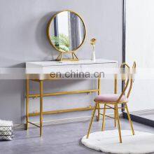 Bedroom White Wood Gold Metal Leg Vanity Set Dressing Table Makeup Vanity Dressing Table
