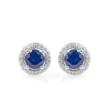 Fancy Couple 925 Silver Jewelry Blue Sapphire Studs Earrings for Women Fashion Accessories