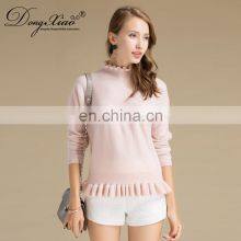 Custom Ruffled Collar Sweaters 100 % Cashmere Knitted Sweater Women thumbnail-5