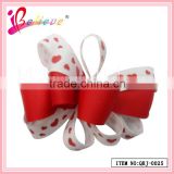 Handmade ribbon bow hair barrette wholesale Valentines day red hair bows korker ribbon clip (QRJ-0025)