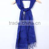 Custom Japan Fashion Women Solid Color Tassel Cotton Linen Pashmina Scarfs thumbnail-2