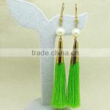 E3169 Trendy green silk cord tassel earring,long tassel earring