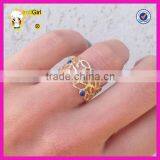 Hot Sale Beautiful Lapis Gemstone Rings for Women Silver & Gold Plated Hollow Ring thumbnail-3