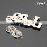 Rhinestones Souvenir Brooch Zinc Alloy Silver Color Crystal Badge Metal Custom Letter Lapel Pin thumbnail-5