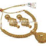Indian Traditional Antique Look Gold Polish Necklace For Women thumbnail-5