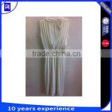 100% Polyester Fabric Pleated Solid Color Dress Ruffles Around V Neck Sleeveless Elastic Waist Elegant Latest Fashion Design thumbnail-2