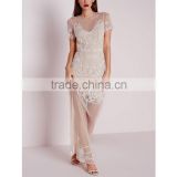 Premium Embellished Cap Sleeve Mesh Maxi Dress Nude thumbnail-3