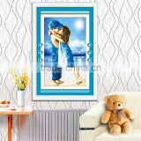 2015 Hot Sale Needlework DIY The childhood of sea Precise printing drawing bed room decoration blue Cross Stitch Embroidery Kits