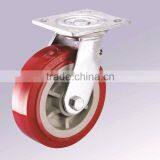 Medium Duty Swivel Castor Red TPU Wheels, Roller Bearing