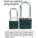 Long Shackle Black Color Cast Iron Padlock thumbnail-1