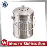 1.0 Gallon Stainless Steel Kitchen Compost Pail With Charcoal Filter thumbnail-1