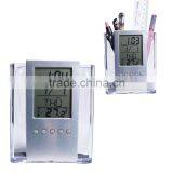LCD Clock With Pen Holder