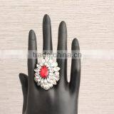 Hot Selling Cheap Custom Rhodium Crystal Ring Wholesale, Red Diamond Rings for Women thumbnail-3