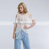 Hot Sale Ladies Crocheted Lace Blouse With Fringes thumbnail-1