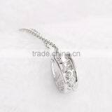 925 Sterling Silver Horse Shoe Shape Dancing Stone Pendant Necklace Jewelry SPG900W thumbnail-6