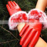 Korea Style Full Finger PU Material Winter Keep Warm and Velvet Cycle Gloves for Woman thumbnail-2