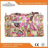 Factory wholesale unique side by women small quilted cotton travel duffle bag