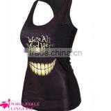 Black Summer Printing Mechanical Owl on the Moon Background Tank Tops for Women thumbnail-4