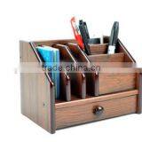 High Quality With Drawer Multi-Function Wood Pen Holder thumbnail-1