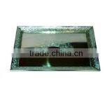 Silver Color Metal Etched Rectangle Serving Tray thumbnail-1