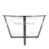 Made in China Metal Type Living Room Furniture Round Shape Glass Top Table With Folding Metal Frames thumbnail-3