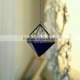 Handmade Hanging Indigo Stained Glass Terrarium thumbnail-1