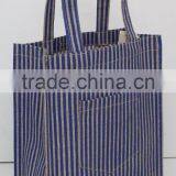 Hot One Color Allover Strip Print Male Hifashionable Tote Bag With Pocket - pp Laminated Jute Fabric thumbnail-2