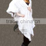 CX-B-28 High Quality Ladies Fur Shawl Genuine Rabbit Fur Women Cape Dresses thumbnail-2